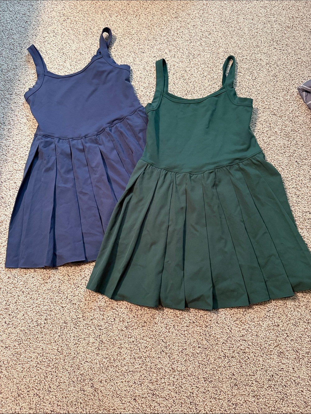 Women’s Navy and Forest Green Pleated Exercise Tank Dress - Unbranded